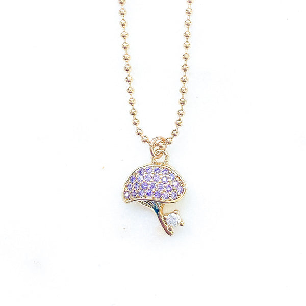 Lilac Mushroom Necklace